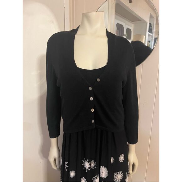 J. Jill The Perfect Little Black Linen Blend Cropped Cardi L - Picture 1 of 7